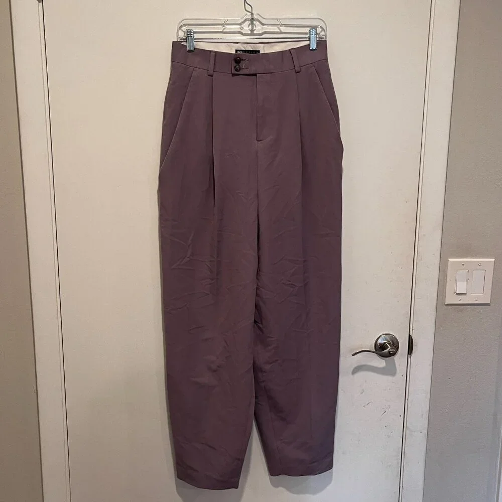 Asos Design Purple High-Waisted Pleated Lightweight Women's Trousers Pant Size 3